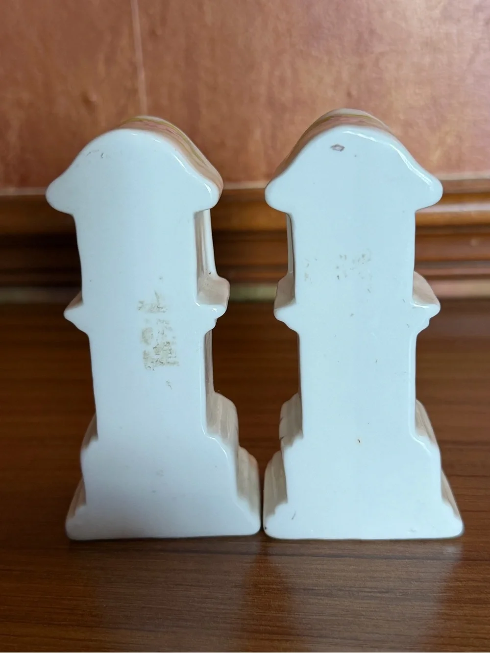 Pair Vintage Miniature Grandfather Clock Porcelain Figurines Floral Taiwan Set 2